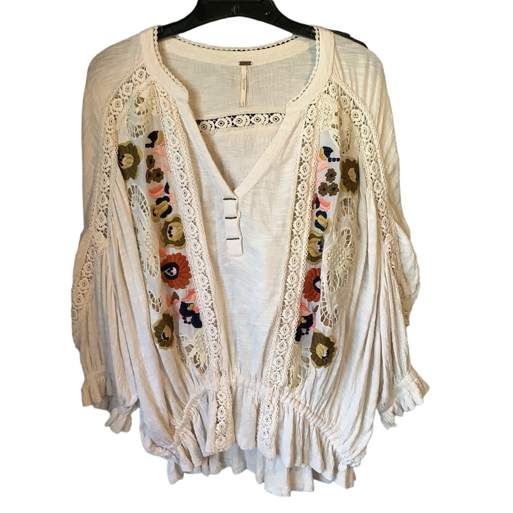 Floral Free People Serafina Embroidered Dolman Sleeve Boho FloweyTop
